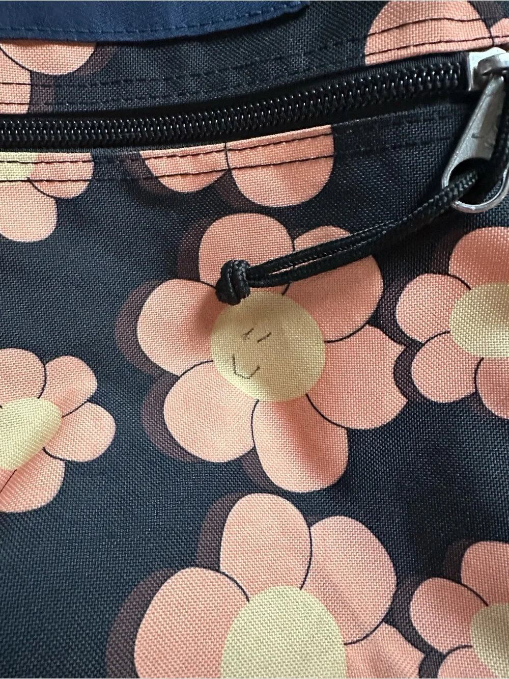 Jansport Black Backpack with Peach & yellow Floral Print